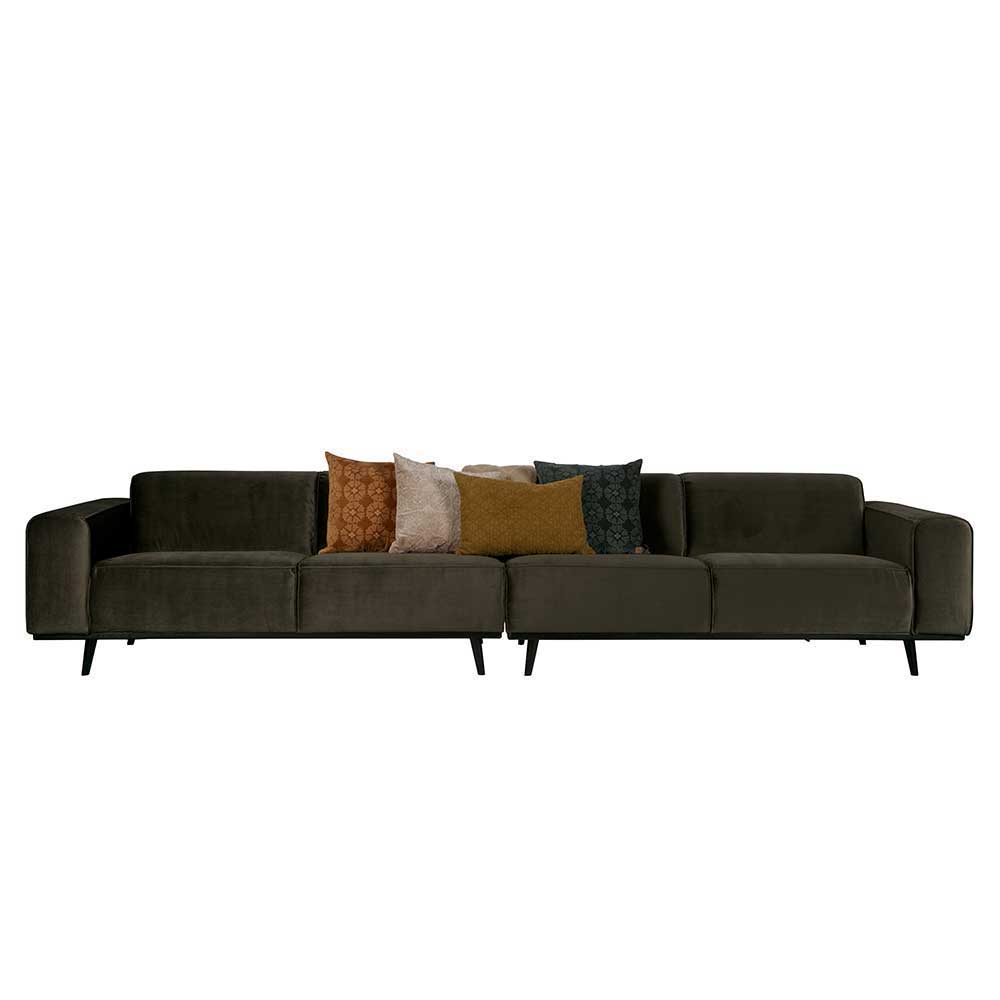 Retro Design Couch Dayton in Dunkelgrün Webstoff modern