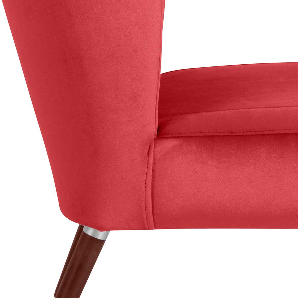 Kleiner Sessel Danskad in Rot mit Vierfußgestell aus Holz