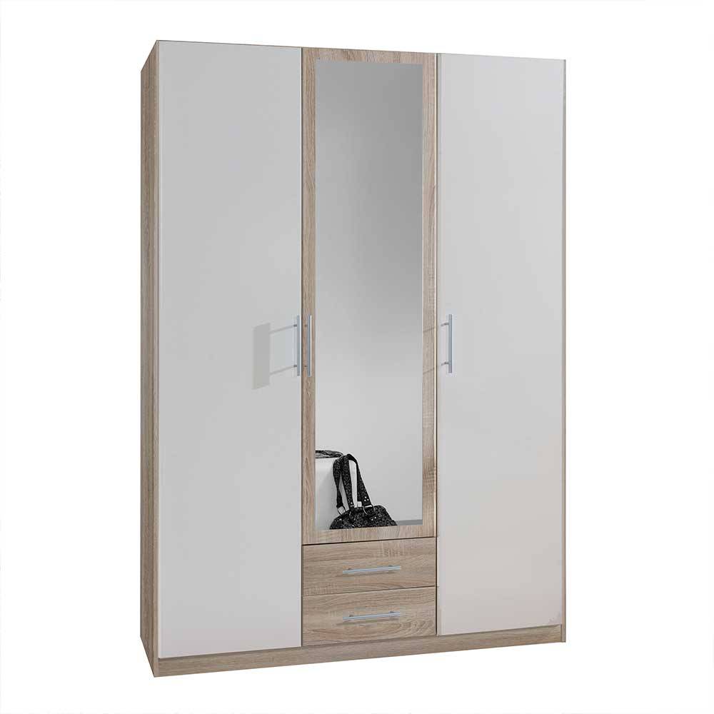 Kleiderschrank mit Spiegel Simeon und zwei Schubladen 135 cm breit