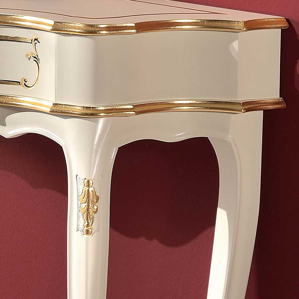 Barock Design Flur Konsole Lotresca in Weiß und Goldfarben 75 cm hoch