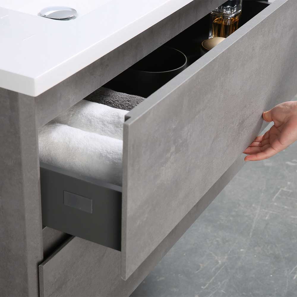 Waschschrank Monziva in Beton Grau Optik mit zwei Schubladen
