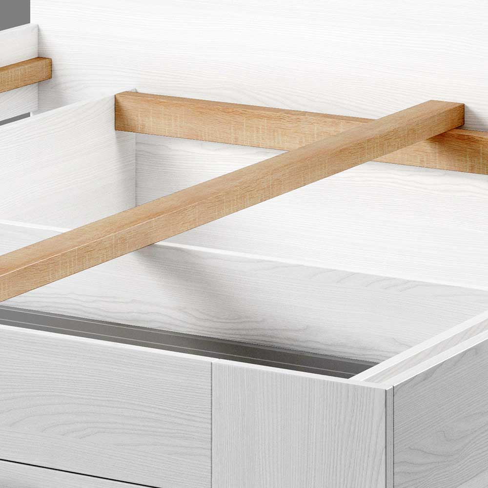 Schlafzimmer Set Perlina in Holzoptik Esche Weiß - modernes Design (vierteilig)