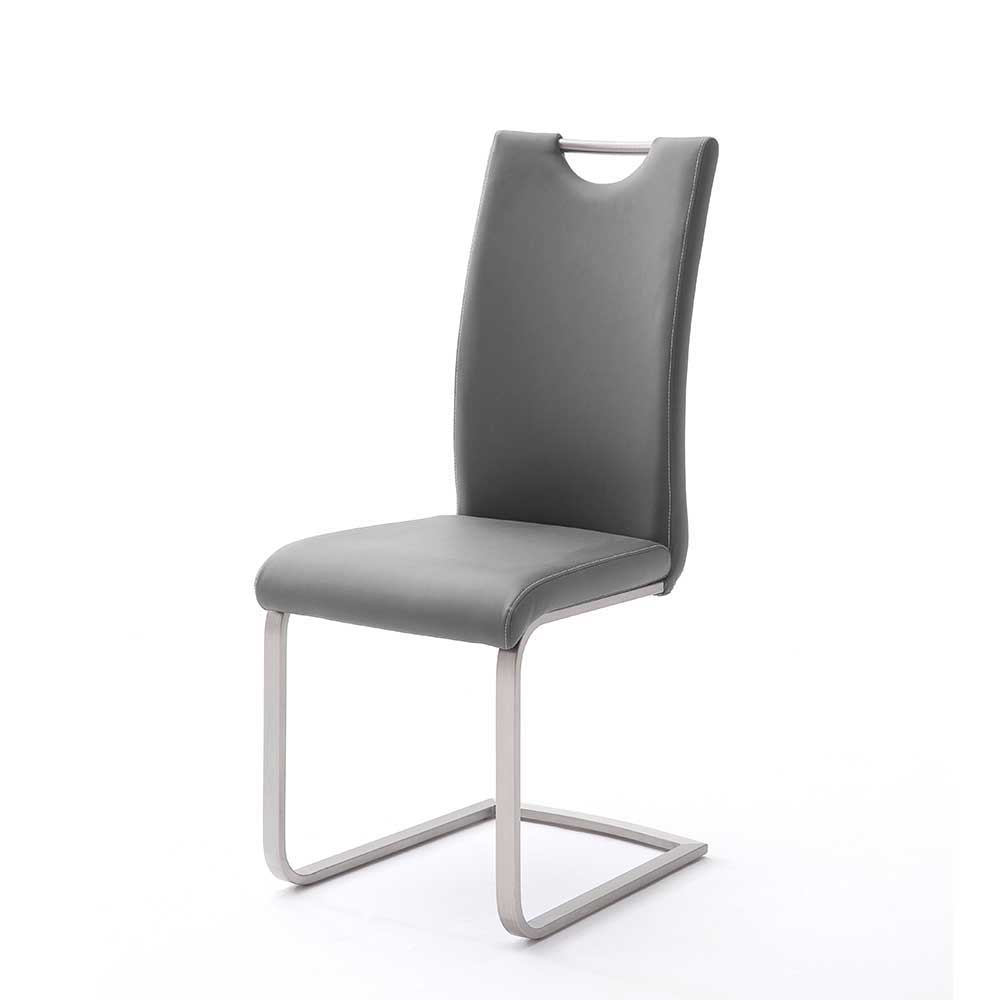 Esszimmer Stuhl Neroni mit Schwinggestell und Grau Kunstlederbezug (4er Set)