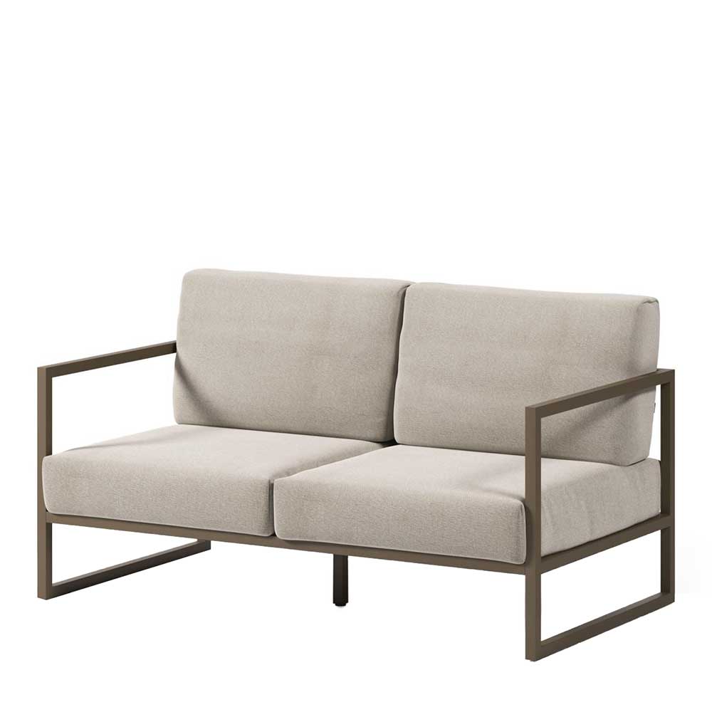 Outdoor Couch Alexx in Hellgrau mit Bügelgestell aus Metall