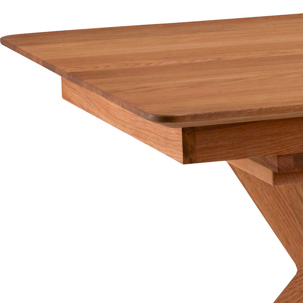Holz Esszimmer Tisch Valsun in Wildeichefarben mit modernem Vierfußgestell