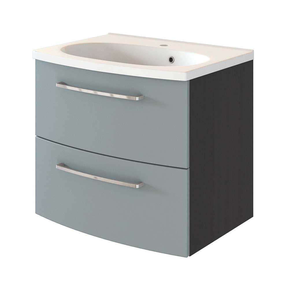 Design Waschtisch Set Trostina in Graugrün und Dunkelgrau 60 cm breit (zweiteilig)
