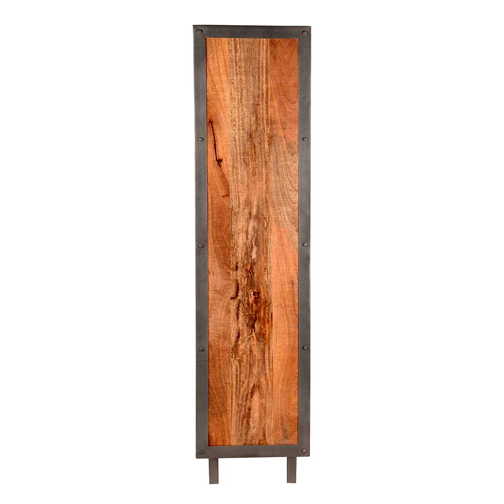 Wohnzimmerschrank Ovilus aus Mangobaum Massivholz und Metall 100 cm breit