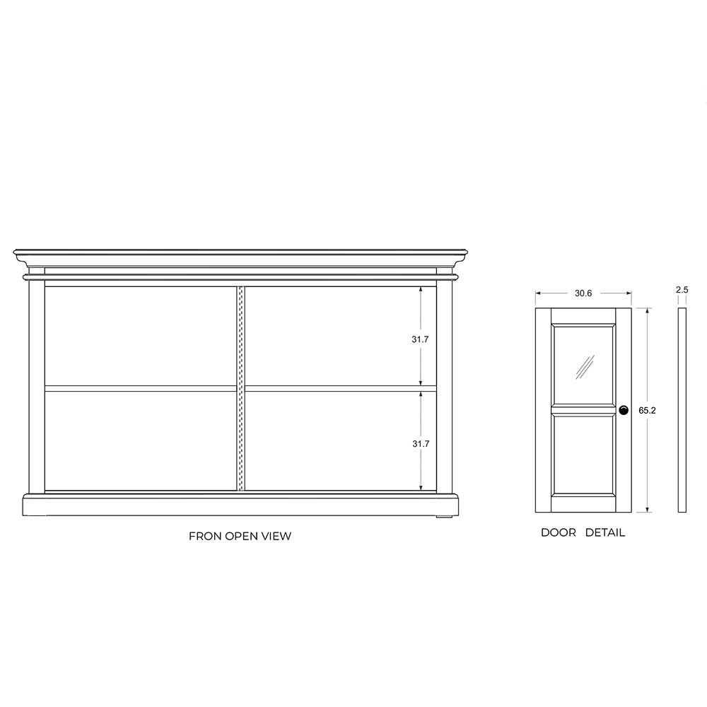 Sideboard mit Glastüren Italcia in Weiß und Schwarz im Landhausstil