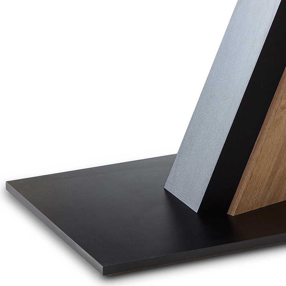 Design Säulentisch Flace in Wildeichefarben und Schwarz