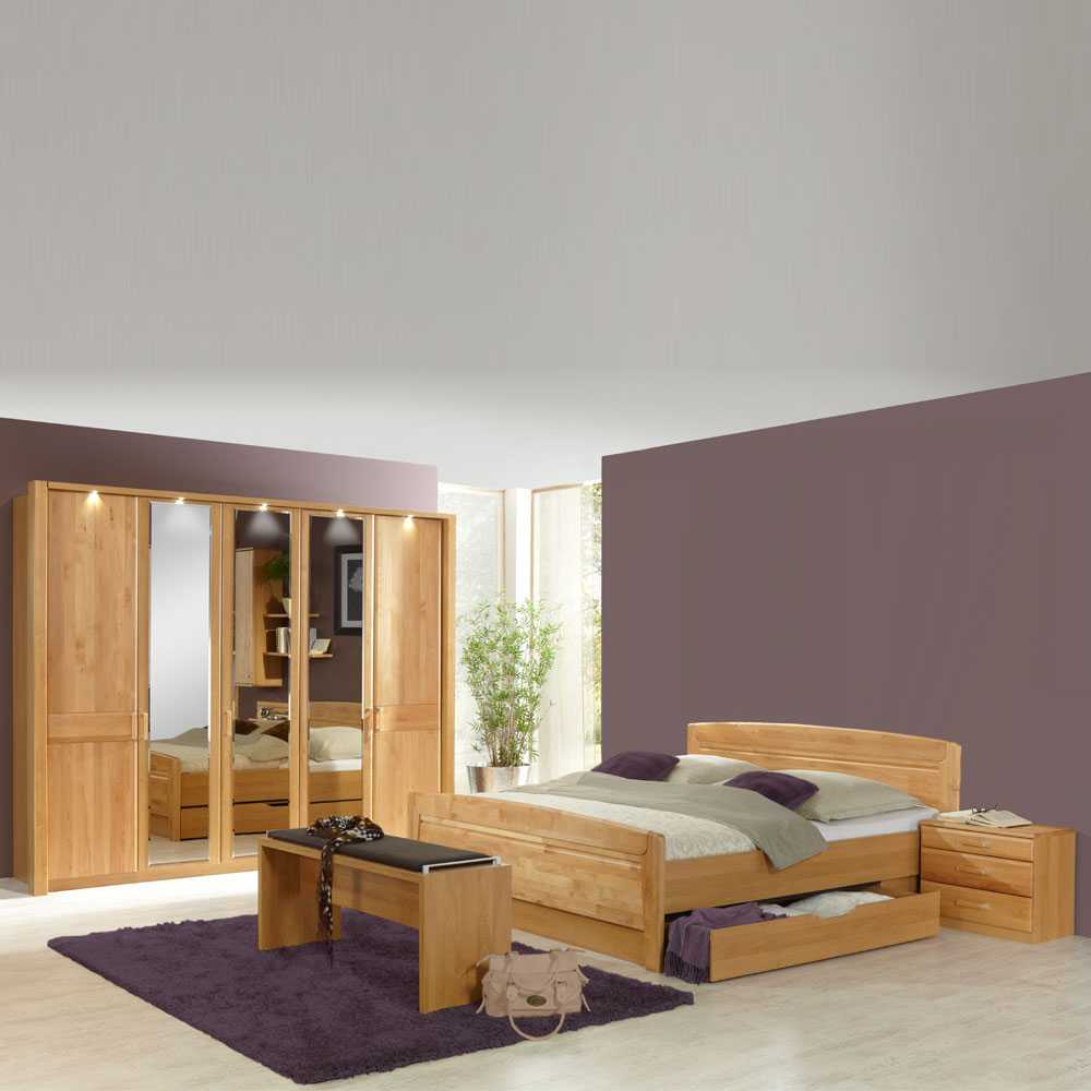 Schlafzimmer Komplettset Bagolds aus Erle (vierteilig)