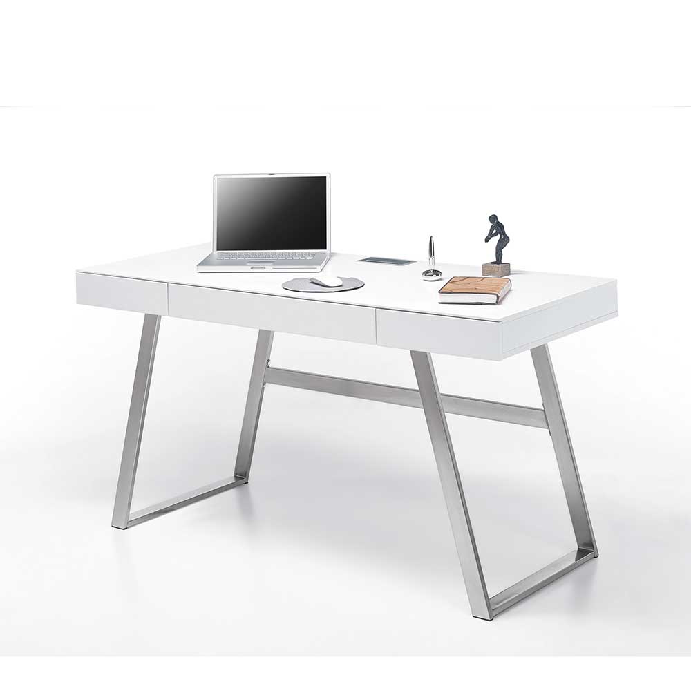 Schreibtisch Crosavio in Weiß 140 cm breit