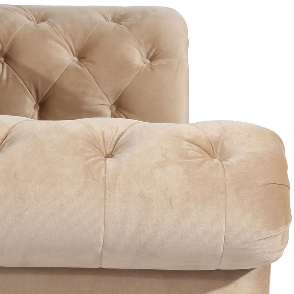 Hochwertige Couch Jano aus Samtvelours im Chesterfield Look