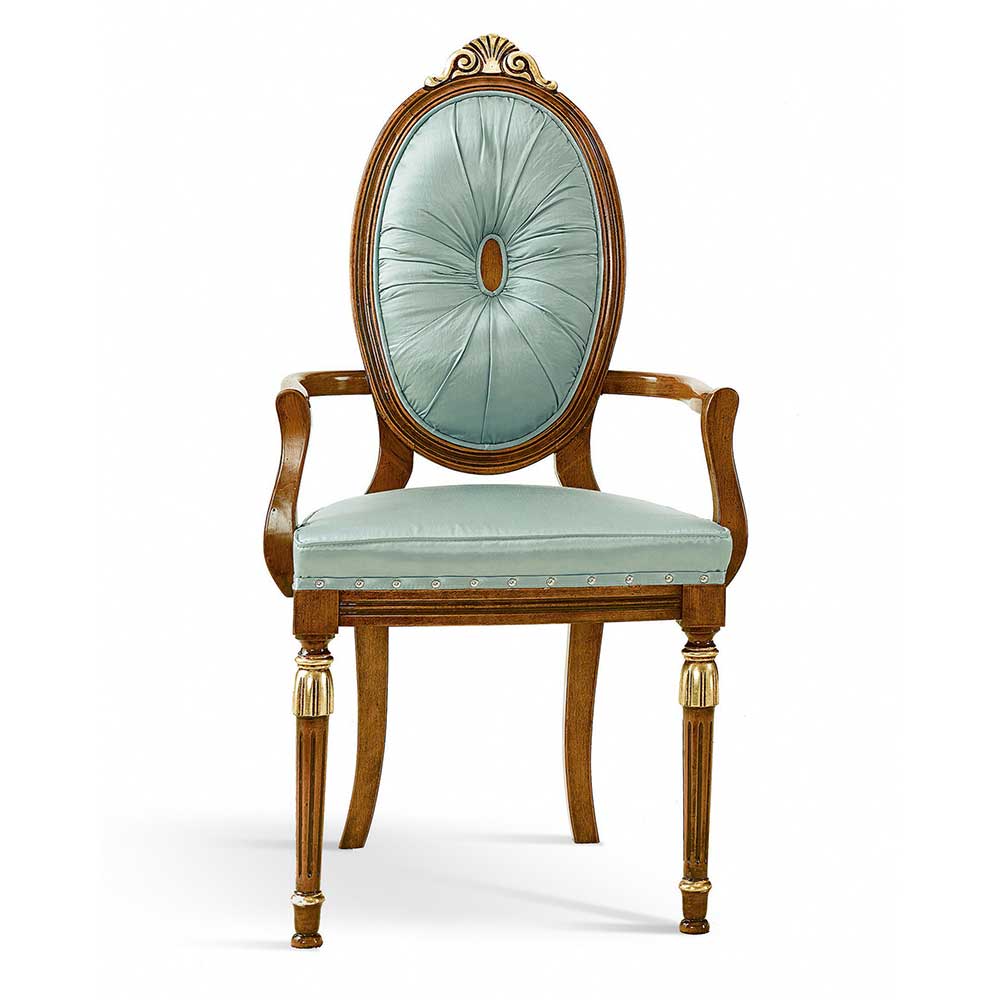 Barocker Stilmöbel Armlehnstuhl Renato in Mintgrün mit 50 cm Sitzhöhe
