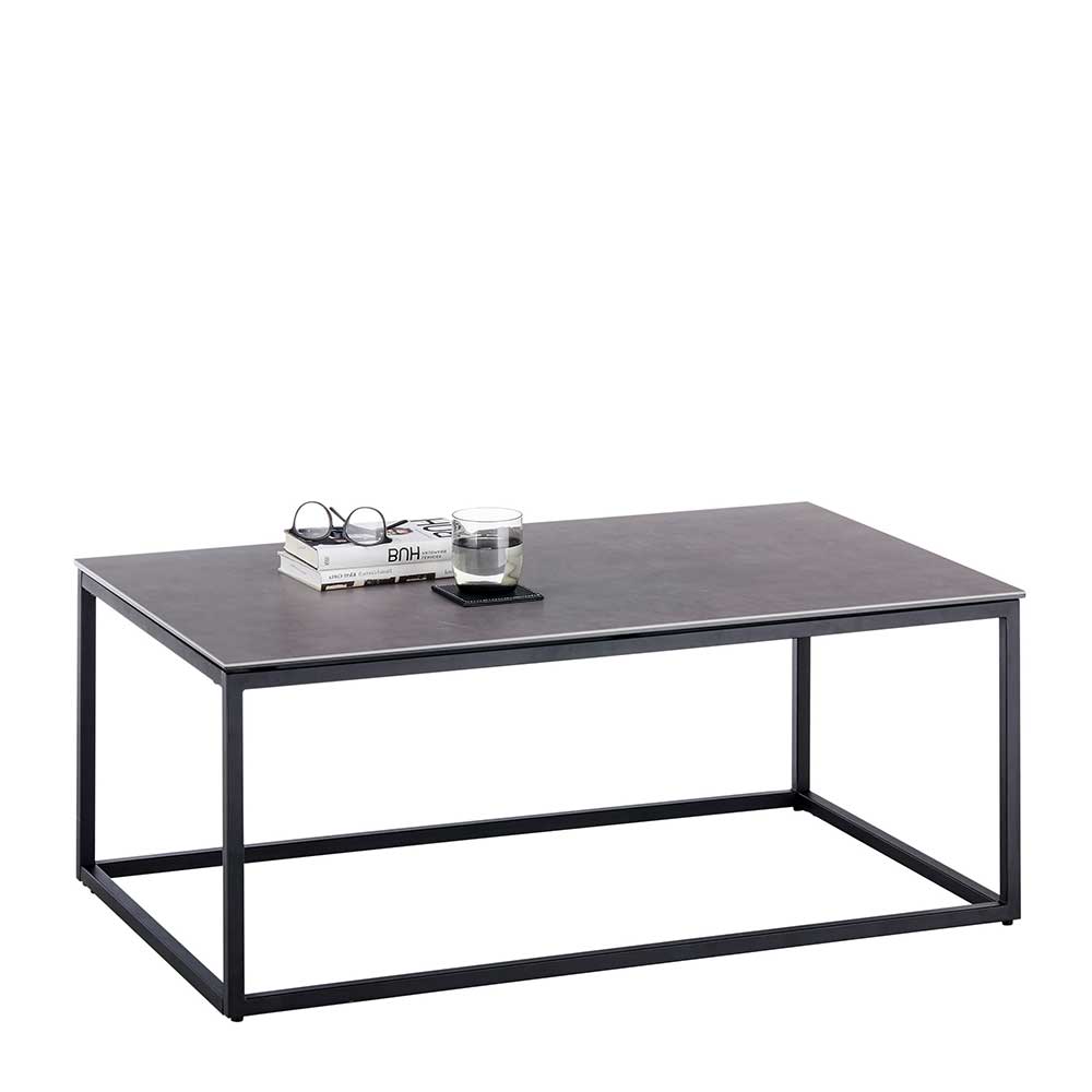 Wohnzimmer Tisch Acena in Anthrazit und Schwarz mit Metall Bügelgestell