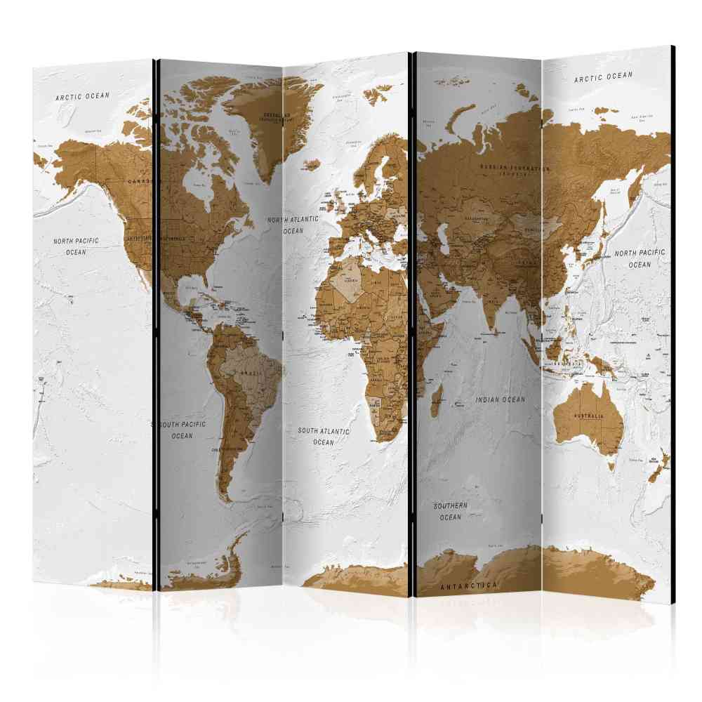 Paravent Racana mit plastischem Weltkarten Motiv modern