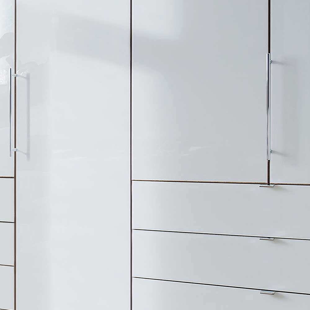 Falttüren Kleiderschrank Waluva in Weiß und Eiche Bianco 250 cm breit
