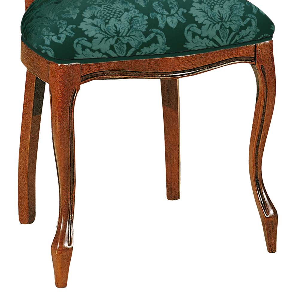 Barockstil Stuhl Picanura Bezug in Dunkelgrün mit Ornament Muster