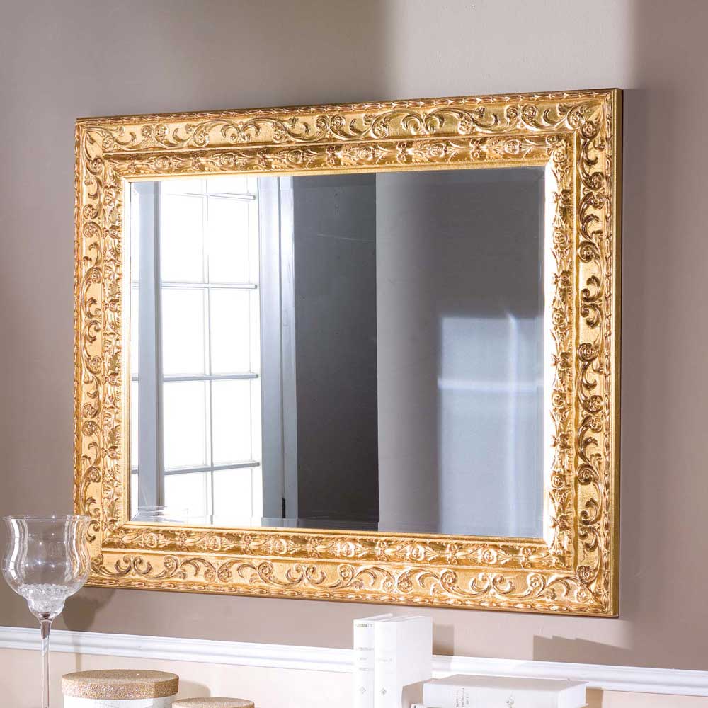 Barock Möbel Set Marzonas mit Sideboard und Spiegel in Nussbaumfarben und Gold (zweiteilig)