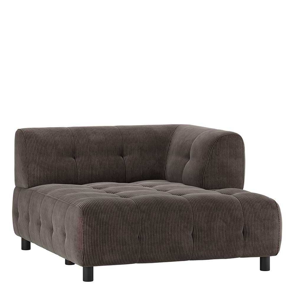 Modulare Couch Furios in Graubraun Cord mit Armlehne rechts