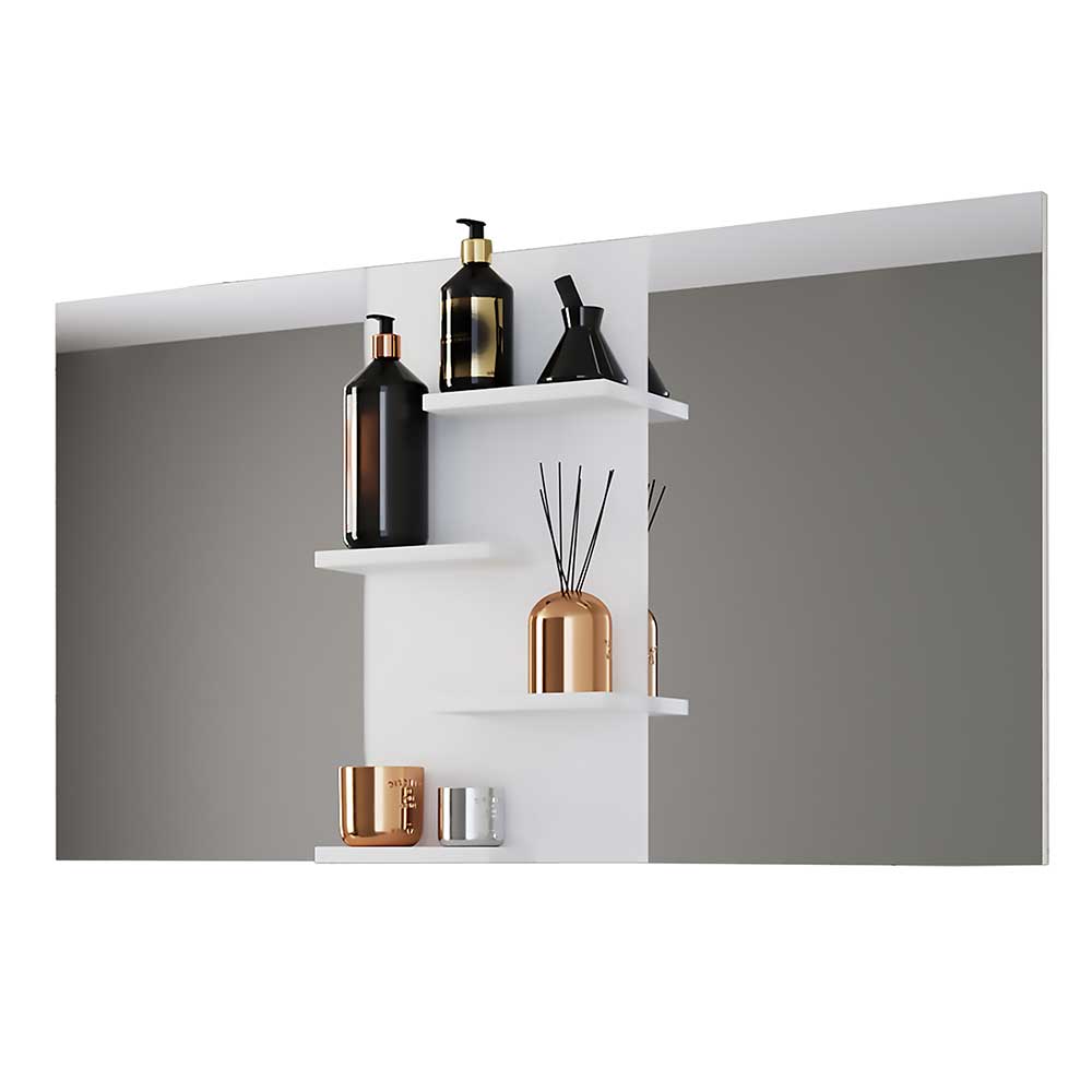 Moderner Design Badezimmerspiegel Capolyna in Weiß mit Ablagen