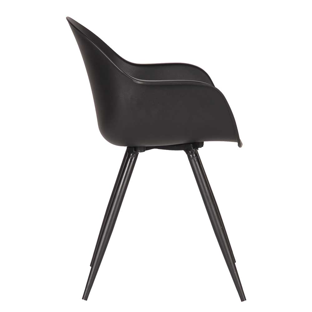 Schwarzer Kunststoff Stuhl Set Tembreno im Skandi Design mit Armlehnen