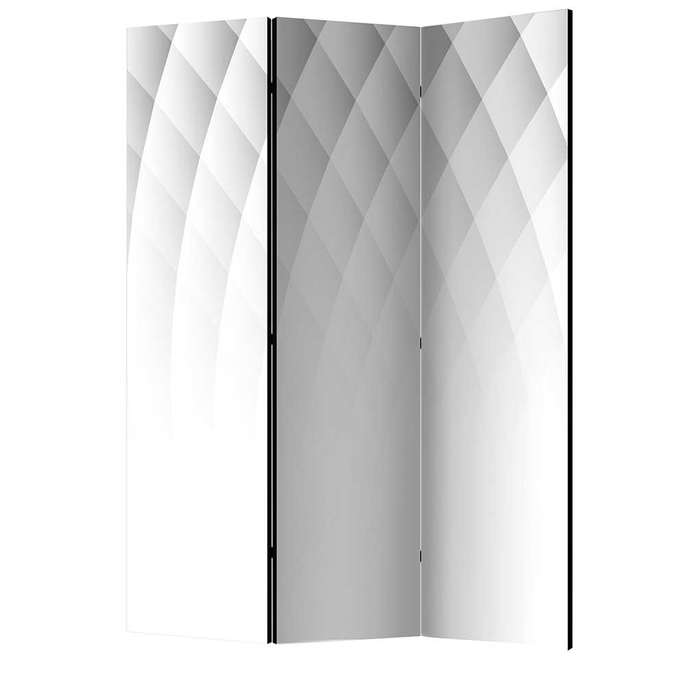 3 Elemente Paravent Tomeatu in Weiß und Hellgrau mit abstraktem Muster