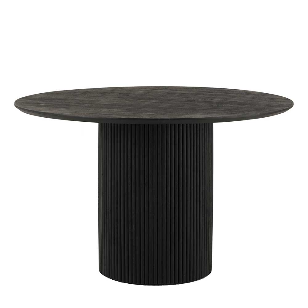 Tisch Massivholz Reya in Schwarz mit runder Tischplatte