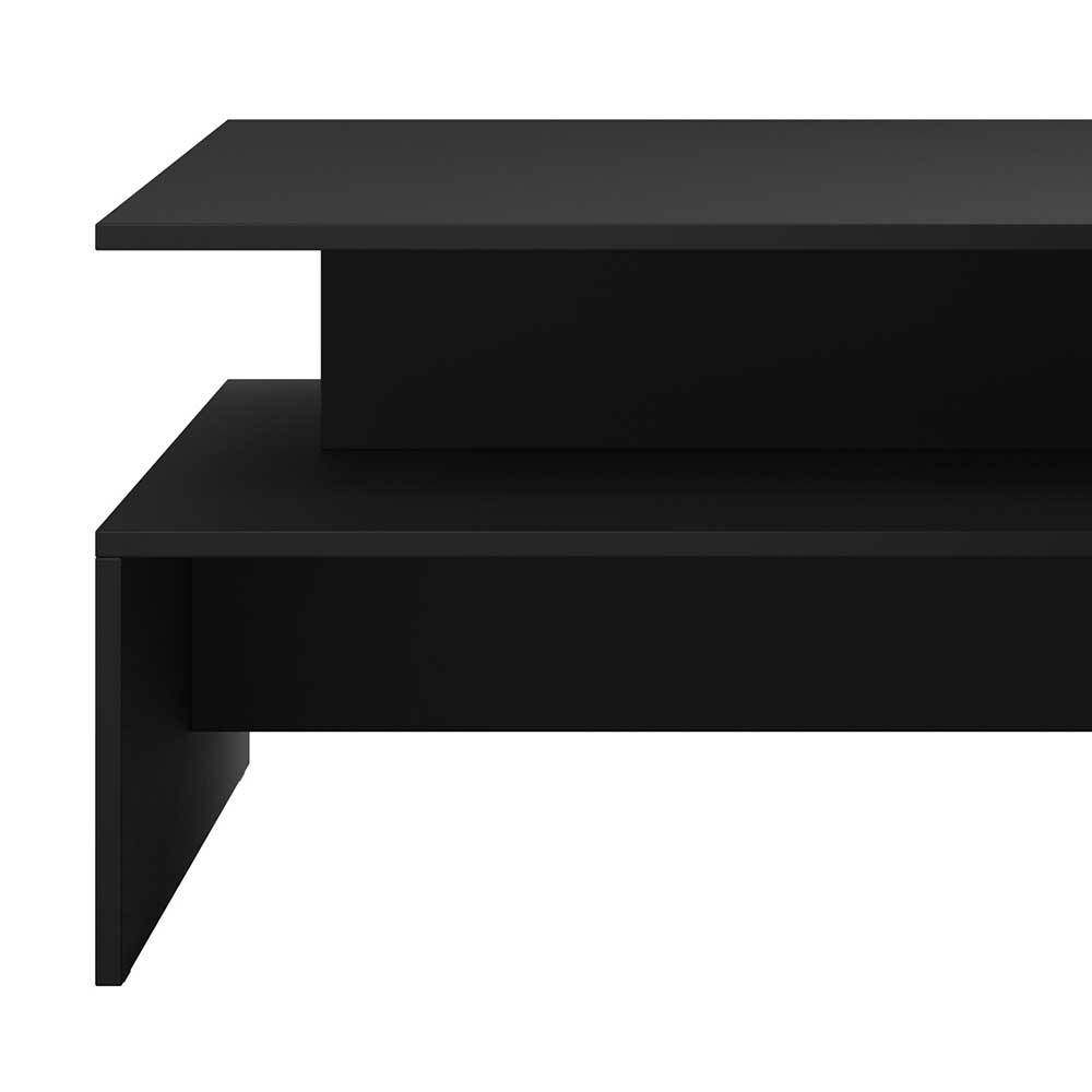 Schwarzer Wohnzimmer Tisch Mag 100 cm breit mit Wangen Gestell