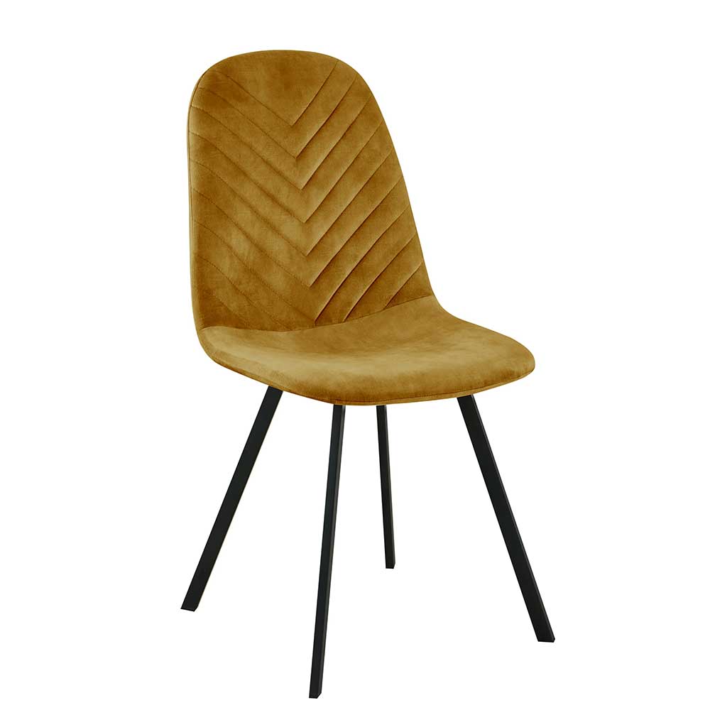 Esstisch Stühle Sinop in Honigfarben und Schwarz mit Metallgestell (4er Set)