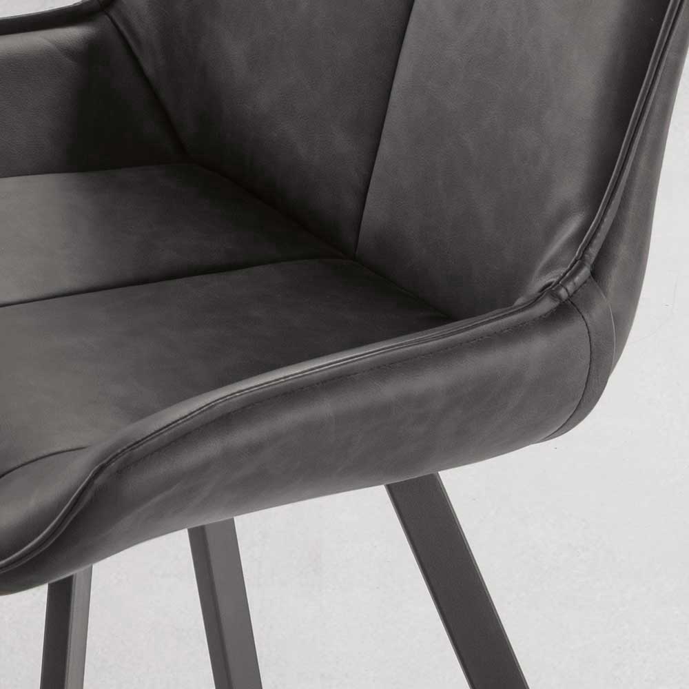 Anthrazit Esstisch Stühle Spiaggo aus Kunstleder und Metall (2er Set)