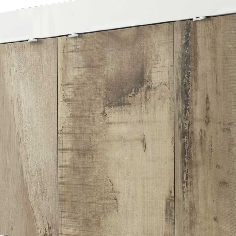 Esszimmer Kommode Yuelva in Weiß und verwitterter Holz Optik 160 cm breit