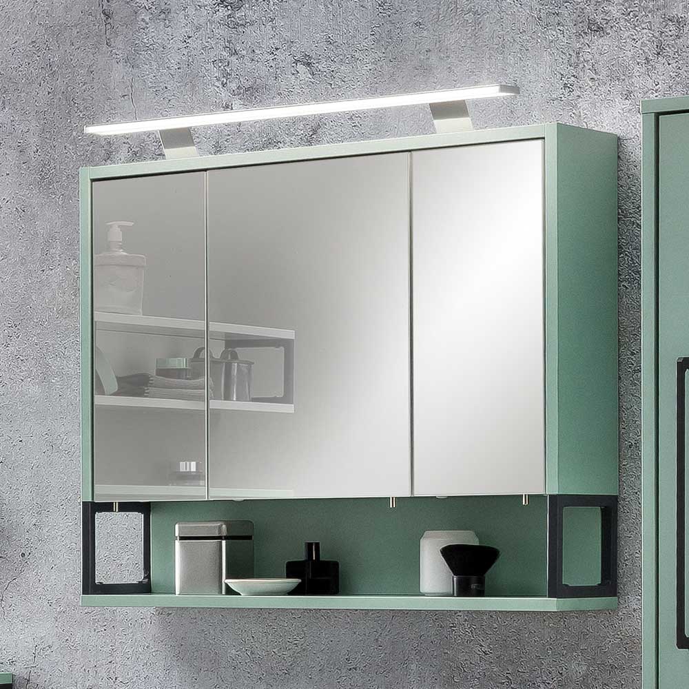 Badezimmer Spiegelschrank Vlazina in Mintgrün und Anthrazit 70 cm breit