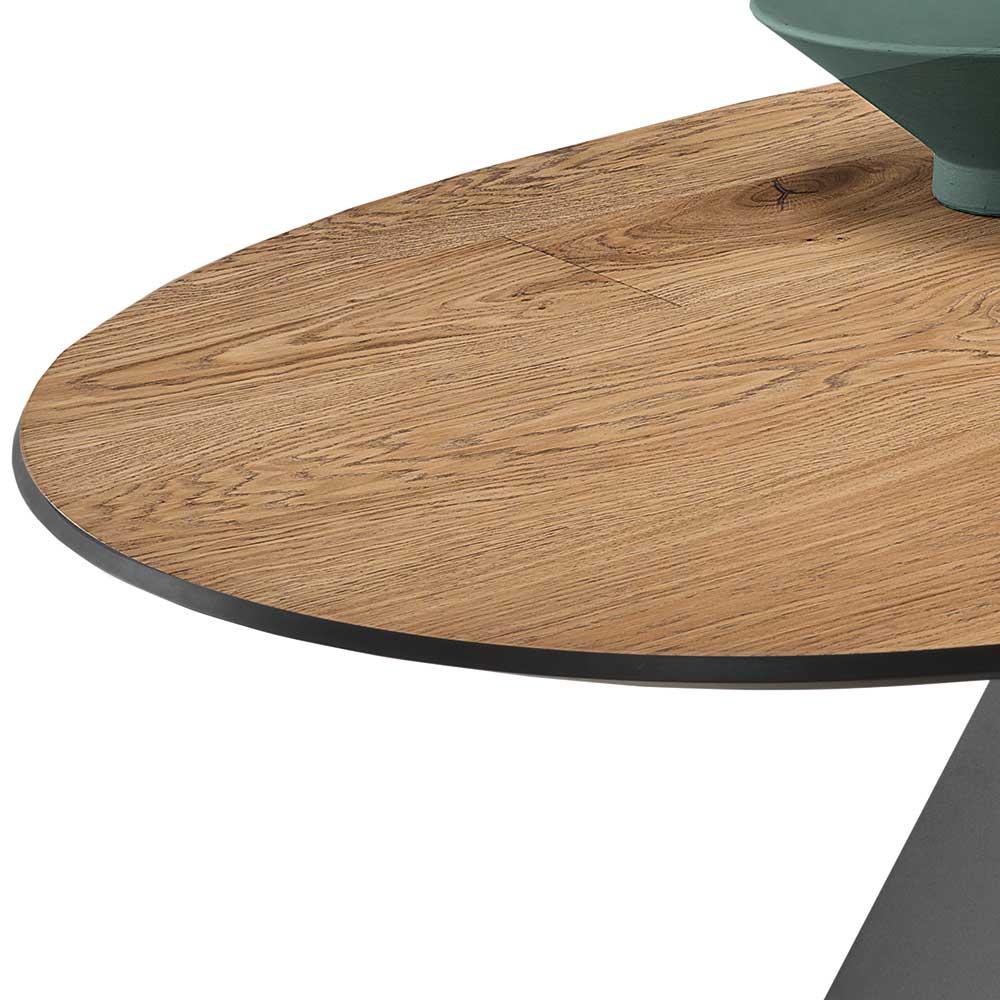 Ovaler Esszimmer Tisch Yolfa in modernem Design - Eiche hell und Schwarz