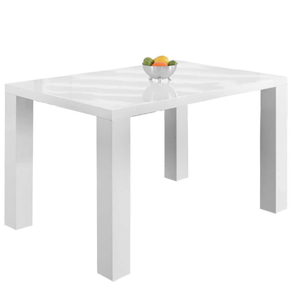 Hochglanz Tisch Tamega in Weiß 120 cm breit