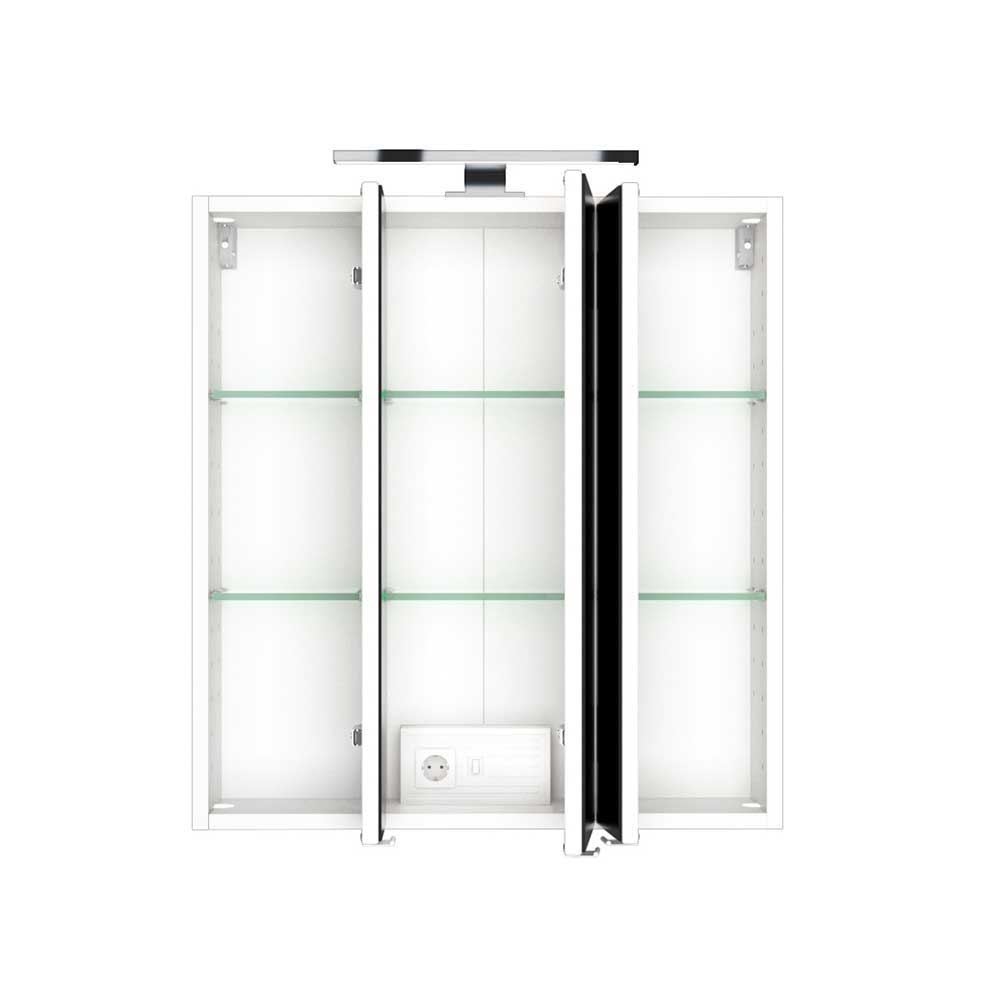 Hochglanz Badezimmer Set Lavisma in Weiß 90 cm breit (dreiteilig)