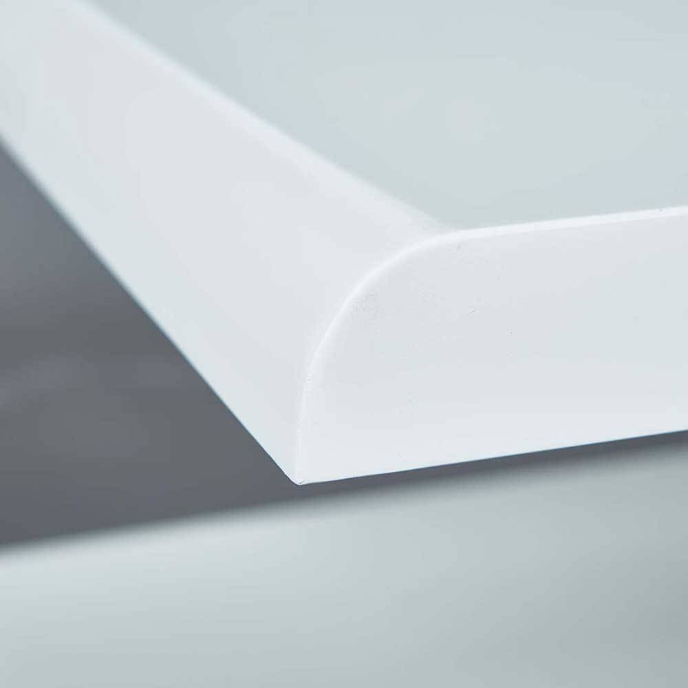 Rollbarer Couchtisch Echora in Weiß und Wildeiche Optik 110 cm breit