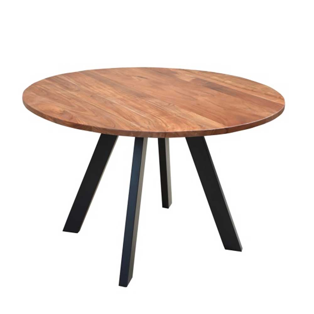Runder Tisch Donzai aus Akazie Massivholz und Metall 76 cm hoch