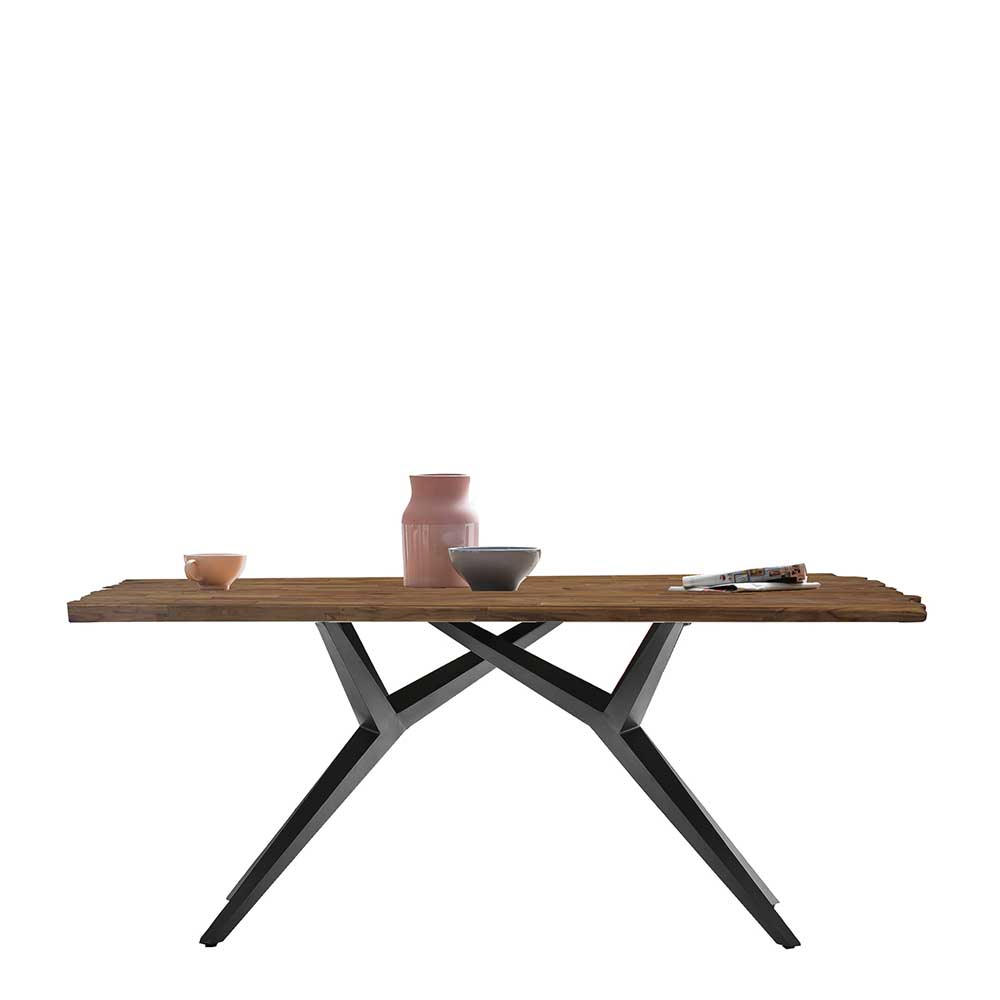 Rustikaler Designer Tisch Skip aus Recyclingholz und Metall