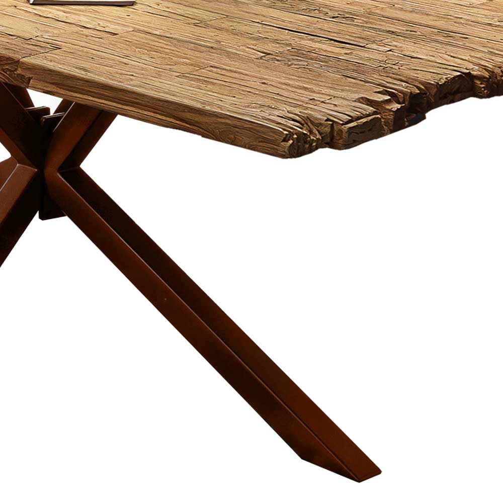 Esszimmer Tisch Cacia mit Spider Gestell in Braun und Teak Recyclingholz