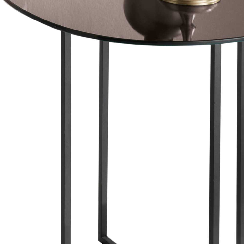 Design Beistelltisch Moglesia aus Spiegelglas und Metall 47 cm hoch