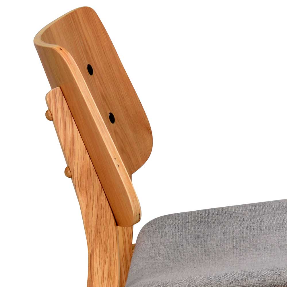 Lounge Sessel Deynara aus Eiche Massivholz und Webstoff in Grau