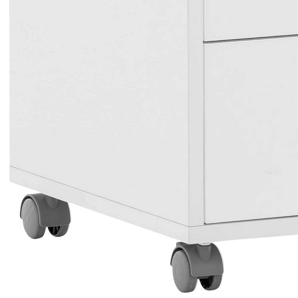 Schreibtisch Container Damyant in Weiß mit drei Schubladen