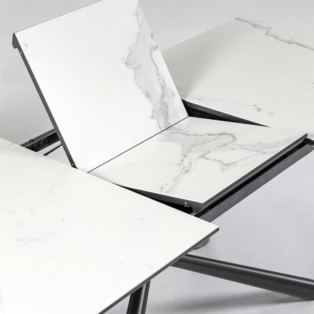 Esszimmer Tisch Mutonios mit Butterfly Auszug aus Glas Keramik Stahl