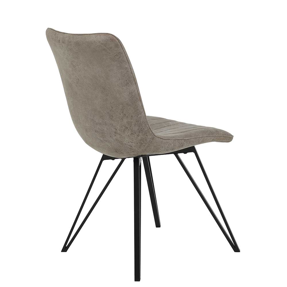 Esstisch Stühle Sotrigo aus Microfaser und Metall in modernem Design (Set)