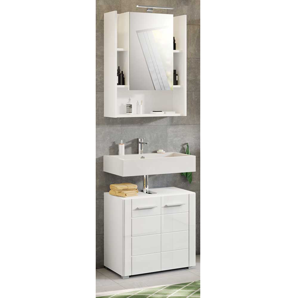 Badezimmermöbel Set Mianna in Weiß Hochglanz 60 cm breit (zweiteilig)