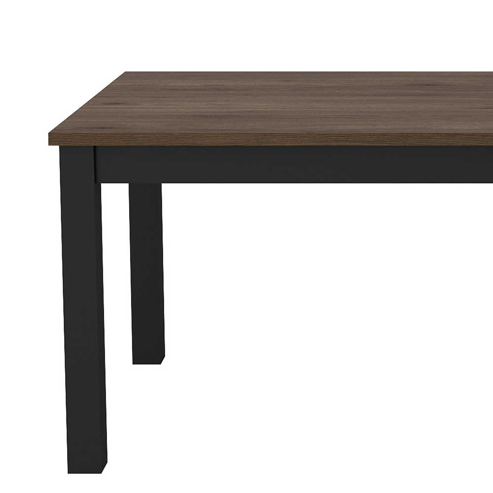 180 cm Küchen Tisch Racadia in Walnussfarben und Schwarz