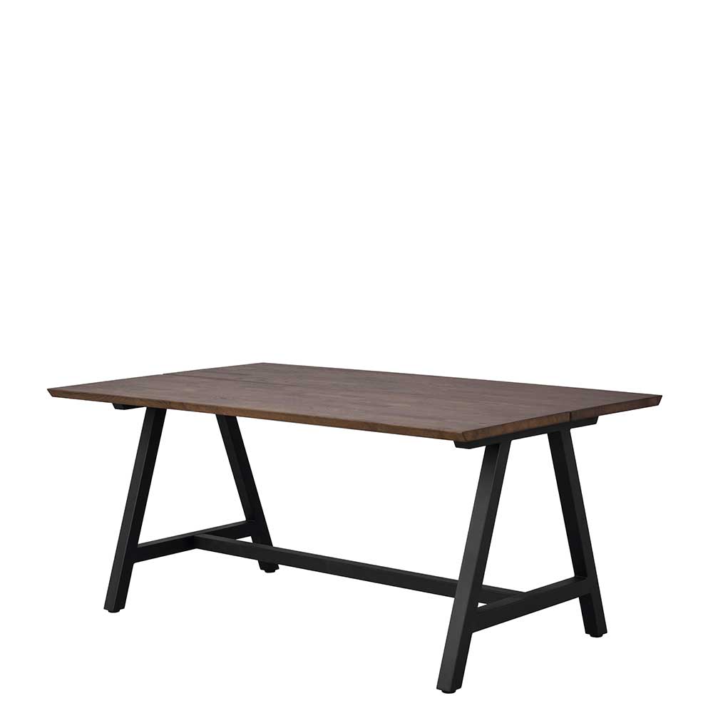 Massivholz Tisch Tresrin - Eiche dunkel geölt mit A-Fußgestell aus Metall