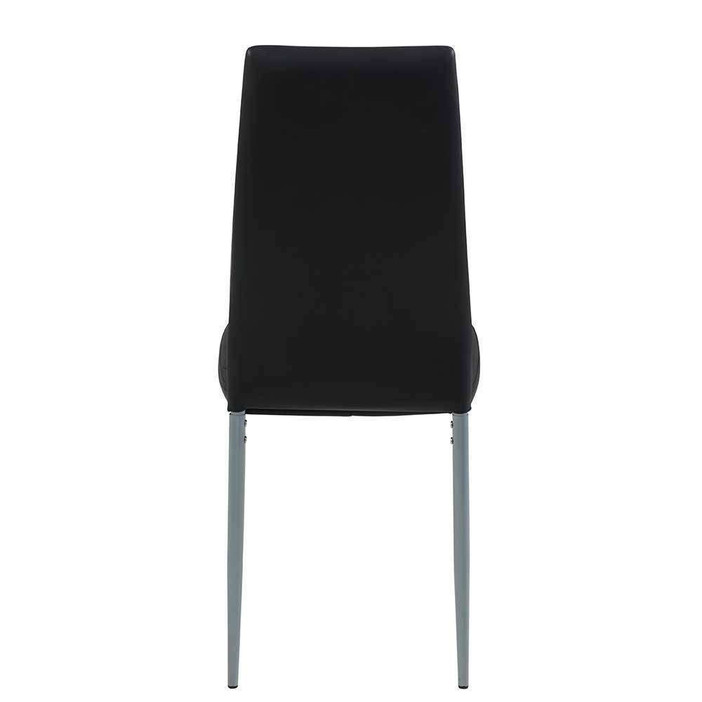 Schwarze Kunstleder Stühle Lombadossa mit hoher Lehne und Metallgestell (2er Set)