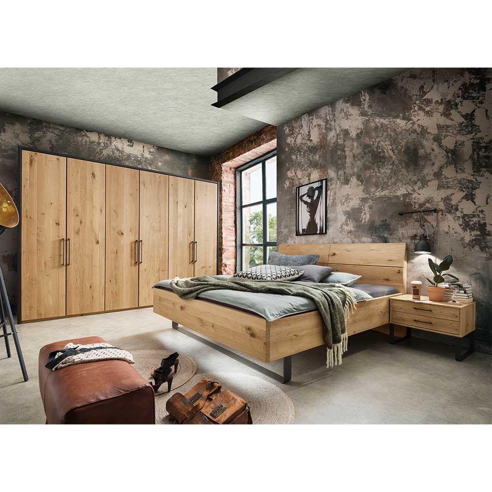 Schlafzimmer Kosra im Industrie und Loft Stil 180x200 Bett (vierteilig)