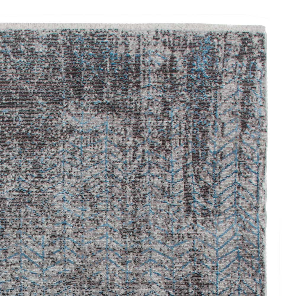 Vintage Teppich Melseno in Grau und Türkis aus Kurzflor